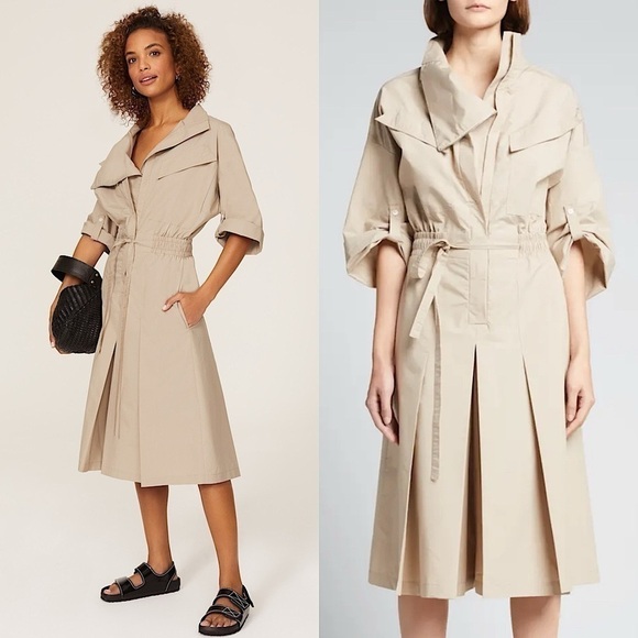 PHILLIP LIM Belted Khaki Short Sleeve Pleated Culotte Utility Trench Jumpsuit 10 - Picture 1 of 11